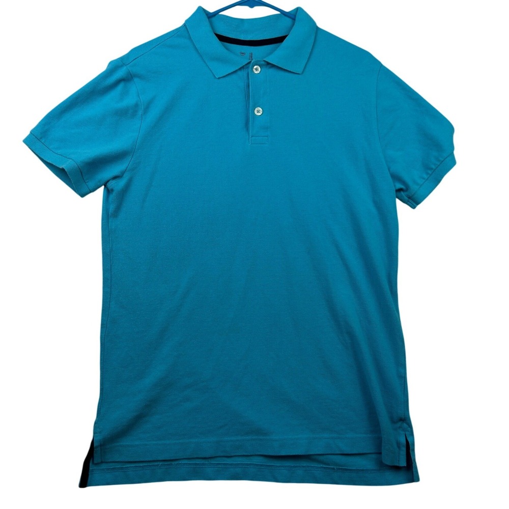 Gap Polo Shirt M Blue 100% Cotton Pique Short Sleeve Preppy Mens